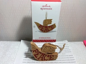 HALLMARK ON WINGS OF PEACE ORNAMENT New in box Wood and Metal 2014 GREAT Price - Picture 1 of 5