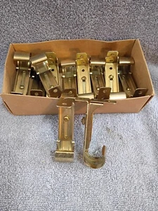 Lot of 11 Metal Curtain & Drapery Pole Rod Brackets Adjustable Brass Finish NOS - Picture 1 of 8