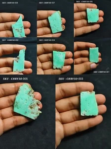 Natural Green Chrysoprase Slices - Excellent & Unique Color , Multiple variation - Picture 1 of 36