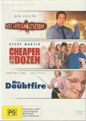 Night At The Museum / Cheaper By The Dozen / Mrs Doubtfire (3 Disc Set) (Reg 4) - Image 1 of 2