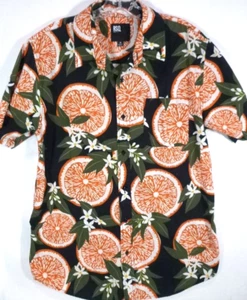 RSQ-Mens Hawaiian Shirt-Medium-Orange Pattern! Casual Short Sleeve-Button Down - Picture 1 of 7