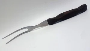 Vintage Cutco 1027 Carving Fork Serving Meat 11.5" Brown Swirl Handle - Picture 1 of 4