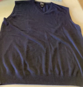 Jos A. Bank Men's Navy Blue Merino Wool V-Neck Sweater Vest XL GREAT CONDITION - Picture 1 of 5