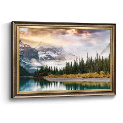 Arte de pared en lienzo de lago decoración: gran escena de la naturaleza cuadro enmarcado paisaje de montaña... Foto 1 de 4