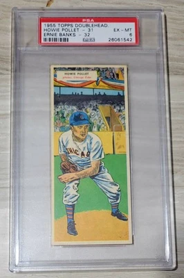 Ernie Banks / Howie Pollet 1955 Topps Doubleheader PSA 6 EX/MT Chicago Cubs HoF - Image 1 of 4