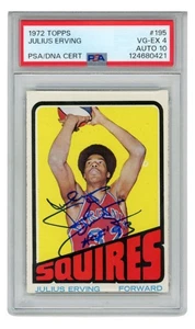 Julius Erving Autographed Virginia Squires 1972 Topps #195 HOF Card PSA 4 59406 - Picture 1 of 2