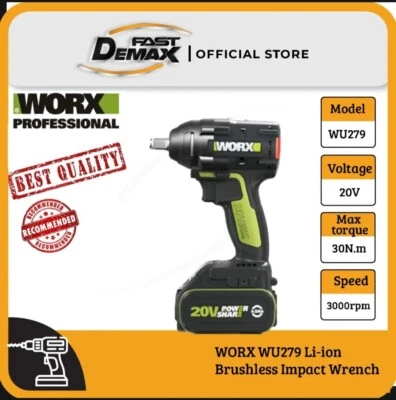 WORX WU279 / WORX WU 369.9 - 20V Li-ion Brushless Impact Drill (Double Battery) - Image 1 of 4