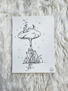 Maria Scalf Cottagecore Mushroom Forest Fairycore Illustration Signed Art 9x12 - Picture 1 of 8