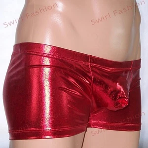 K1033 Mens Metallic Boxer Brief Shiny Trunks Contoured Pouch Low Rise  - Picture 1 of 15