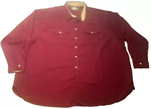 Vintage Cabela's Outdoor Gear Burgandy Long Sleeve Flannel Made in USA Size 5XL - Picture 1 of 4