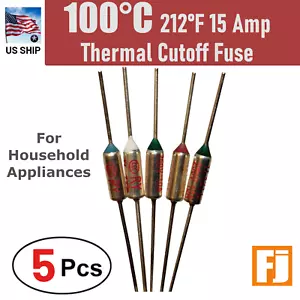 5 Pezzi Fusibile Termico Taglio RY TF | 100°C 212°F | 15Amp | 250V A31 | Spedizione USA - Foto 1 di 3