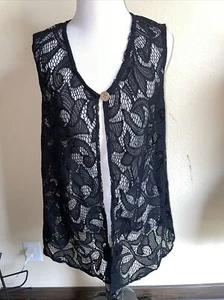 ANTHONY Originals WOMENS BLACK LACE KnItted Sleeveless Cardigan SIZE XS - Picture 1 of 5