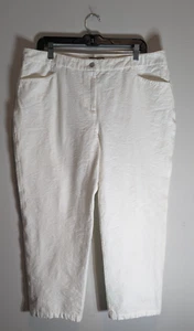 Peck And Peck Womens Crop Pants Weekend Size 16 White Textured Cottagecore Fairy - Picture 1 of 12