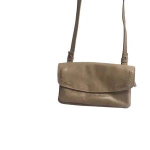 Lucky Brand Leder Umhängetasche Clutch Handtasche hellbraun geflochtener Akzent - Bild 1 von 20