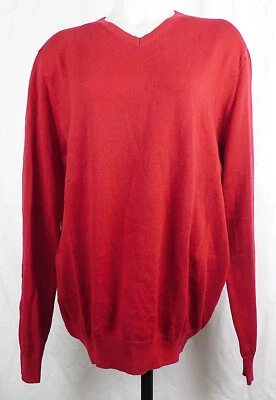 Foxcroft Red V-Neck Cotton/Cashmere Fine Knit Pullover Sweater L - Image 1 of 2