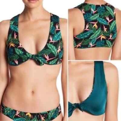 NWT Dolce Vita Tropical Tie Front Reversible Underwire Swim Bikini Top Size L - Image 1 of 4