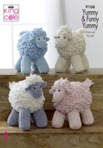King Cole Knitting Pattern Funny Yummy Children's Toy Knitted Sheep 9108 - Picture 1 of 4