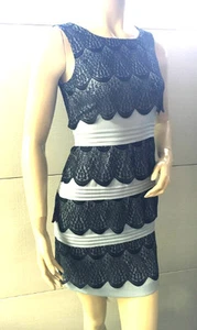 $268 BCBG LT CRYSTAL BLUE COMBO "LORENNA" LACE SLEEVELESS DRESS NWT 10 - Imagen 1 de 4