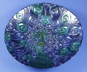 16" Türkisch Schillernd Blau Grün Gold PFAU Glasschale - Bild 1 von 8