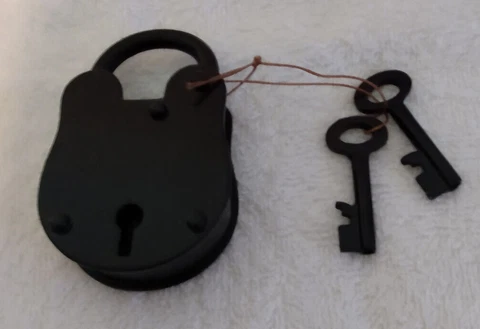 Antique Look Jailer Lock with Keys Medieval Type Small Padloc Cover