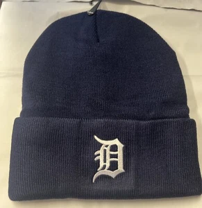 Detroit tigers BLUE WINTER hat LINED CUFFED BEANIE CAP new one size - Picture 1 of 2