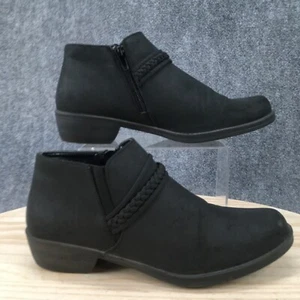 Easy Street Womens 10 W Jalia Casual Side Zip Ankle Bootie Black Faux Leather - Picture 1 of 12