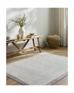 Livabliss x Our PNW Home Olympic Solid Border Area Rug, 2'7" x 7'3", Ivory/Br... - Picture 1 of 3