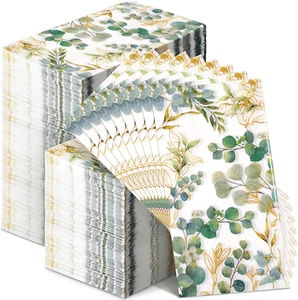 120 Pcs Greenery Paper Napkins 3 Ply Disposable Hand Towels for Bathroom Gree... - Picture 1 of 8