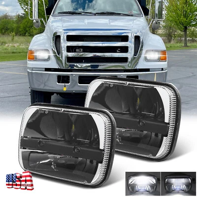 Faros LED cuadrados aptos para camioneta Ford F750 F-750 Super Duty 2000-2015 2 piezas 7x6" Foto 1 de 4