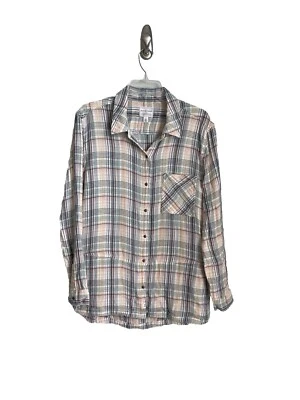 Top Melrose and Market Nordstrom de gasa de algodón a cuadros con botones talla XS Foto 1 de 4