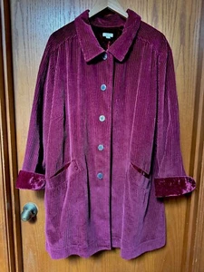 J Jill Vintage Burgundy Red Corduroy Coat 4x - Picture 1 of 6