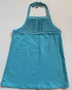 Baby Gap Girls Sleeveless Halter Top Tee Open Back Blue Crotchet Size 4 NWT - Picture 1 of 3