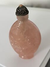 Chinese Carved Child Rose Quartz Snuff Bottle 3.00" Tall 1.50" Wide 1.00" Deep