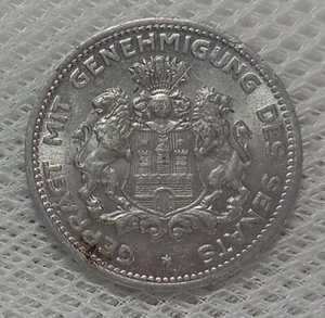 1923 HAMBURG GERMANY 5/100 VERRECHNUNGS MARKE NOTGELD TOKEN HIGH GRADE - Picture 1 of 2