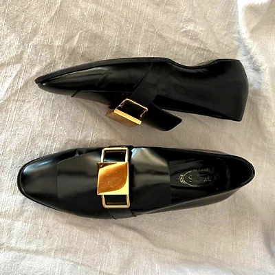 Mocasines Tod's Tod's charol negro oro brillante hebilla correa cuña talla 39 Foto 1 de 4