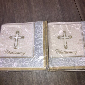 Lot of 9 Packs of 16 Christening Large Napkins-144 Napkins Tolal - Picture 1 of 6