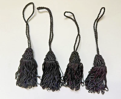 Borla de diseño de nudo negro 4 piezas decoración del hogar artesanía adornos 7" Foto 1 de 2