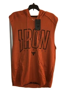 Under Armour Mens Project Rock Iron Paradise Orange Sleeveless XL Hoodie - Picture 1 of 6