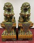 Huge Rare Old Chinese Purple Bronze Cloisonne Dynasty Foo Fu Lion Statue Pair
