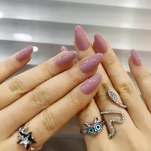 Press On Nails Almond, Press on Nails Short, Glue On Nails for Women, Soft Gel F - Picture 1 of 9