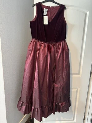 Laura Ashley Vnt NWT Dress 14 Red Maxi Made in UK Velvet Taffeta RARE - Image 1 of 4