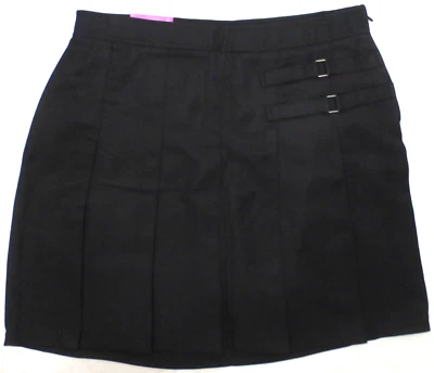 French Toast "Scooter" Pleated Buckle Adjustable Skort, Black, Size 20 1/2 Plus - Image 1 of 4