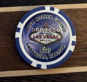 High Roller Casino-Bienvenido a Fabulous Las Vegas Nevada $50 Casino Poker Chip - Imagen 1 de 2