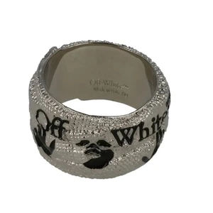 OFF-WHITE Swimming Logo Unisex Ring Textured Brass Silver Black Luxury Size 10 - Picture 1 of 8