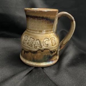Studio Art Pottery Handmade Coffee Ceramic Mug Peace Joy Love - Picture 1 of 7