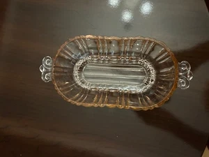 Pink Depression Glass Anchor Hocking ( Old Cafe ) With Handles ! Olive Dish 7 In - Picture 1 of 6
