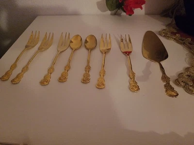 Besteck Hildesheimer Rose vergoldet 20 Karat.Zortenheber,Gabeln,Teelöffeln - Bild 1 von 4