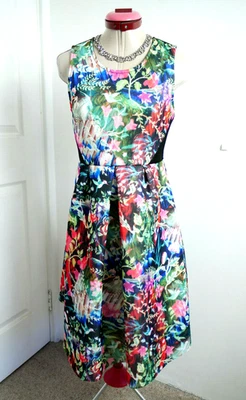 ASOS Black Green Floral Maternity DRESS Size UK 10 Cocktail Spring Racing Event - image 1 of 4