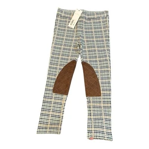 Janie & Jack Houdstooth Riding Breeches Leggings Knee Patch Sz 4 NWT - Picture 1 of 3