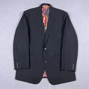 Robert Graham Blazer Mens 46L Black Wool Blend Paisley Liner Metal Buttons - Picture 1 of 14